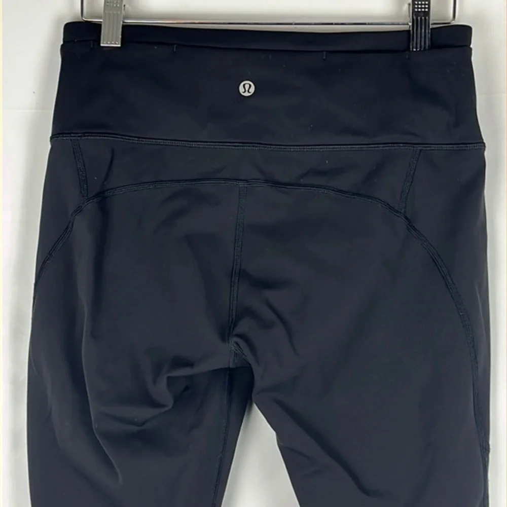 Lululemon Athletica Gear Up Black Mesh Crop Capris Leggings Size 8 - Excellent‎